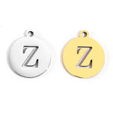 5pcs Stainless Steel Necklace Fashion Gold Color Initial Charms Metal Round A To Z Letters For Women Single Name Jewelry Gifts