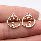 20pcs 18x17mm 5 Colors Hollowed-Out Cat Star Circle Charms For DIY Jewelry Making