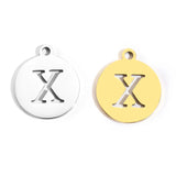 5pcs Stainless Steel Necklace Fashion Gold Color Initial Charms Metal Round A To Z Letters For Women Single Name Jewelry Gifts
