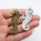 2pcs 64x29mm 2 Colors Antique Silver Color Antique Gold Color Hippocampal Charms For DIY Jewelry Making