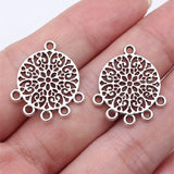 20pcs 23x21mm Antique Silver Color Flower Earring Connector Pendant For DIY Jewelry Making Handmade Jewelry Findings