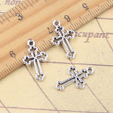 30 Uds. De dijes de Cruz hueca de 19x12mm, colgantes de Color plata antigua, fabricación de joyería tibetana hecha a mano DIY