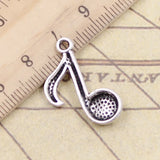 10 Uds. De dijes de notas musicales de 22x17mm, colgantes de Color plata tibetana, fabricación de joyería antigua, artesanía hecha a mano DIY