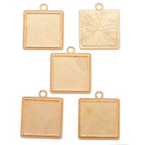 5pcs 6Color square Necklace Charm DIY Setting Cabochon Cameo Base Tray Bezel Blank Fit 25mm Cabochons Jewelry Making 36*31mm C47