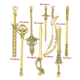 Ancient gold 10PCS 16 Styles Mixed Alloy Charms Knight Sword Knife Gun Bow Weapons Pendant For DIY Handmade Jewelry Material