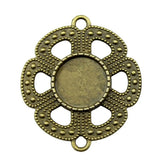 5pcs Fit 14mm Antique Bronze Color Round Flower Connector Style Cameo Cabochon Base Setting For Jewelry Making Findings