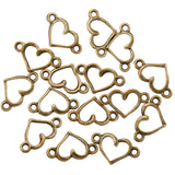 50pcs  5 color Heart-shaped connect Charms Necklace Pendant Bracelet Jewelry Making Handmade Crafts diy Supplies 14.5*8mm