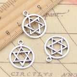 20 piezas dijes escudo de estrella de David 22x18mm colgantes de Color plata antigua para hacer joyería tibetana hecha a mano DIY