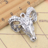 5 uds dijes antílope cabeza de oveja 30x28x11mm colgantes de Color plata antigua fabricación DIY joyería tibetana hecha a mano