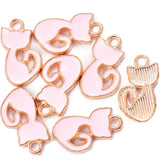 25pcs Dripping Oil CartoonJumping Kitten Alloy Jewelry Accessories DIY Handmade Accessories Rubber Band Earrings Pendants