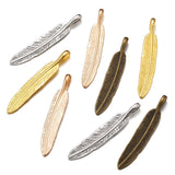 5pcs 4 colors feather Charms Pendant For Metal Alloy DIY Necklace keychain Jewelry Marking 55*10mm D327