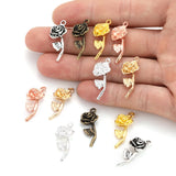 10 pcs 7 colors rose Charms for Keychain Earrings Pendants DIY Jewelry Making Accessories Findings 10*26mm Q278