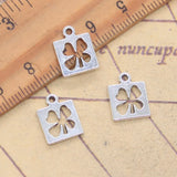 30 Uds. De dijes de trébol hueco, cuatro hojas irlandesas de la suerte, 13x10mm, colgantes de Color plata antigua, DIY, hecho a mano, fabricación de hallazgos tibetanos
