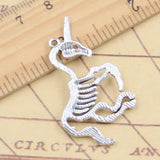 Dijes de piezas para fabricación de joyas, colgantes de Color plata tibetana, esqueleto, caballo, Calavera, unicornio, fabricación de joyas antiguas, artesanía hecha a mano, 30x42mm, 10 Uds.