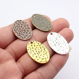 5pcs 30x20mm 4 Colors Hammered Oval Charms For DIY Jewelry Making
