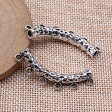 5 piezas de 45 x 16 x 6,6 mm, color plata antigua, con seis agujeros martillados, accesorios para trenzas de pelo huecas, accesorios de joyería para rastas.