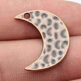 10pcs 25x19mm 2 Colors Antique Bronze Color Antique Copper Color Hammered Moon Charms For DIY Jewelry Making