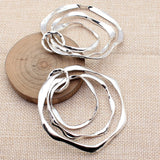 1pcs 71x70mm 2 Colors Antique Silver Color Rhodium Color Three-Layered Irregular Hammered Circle Pendant