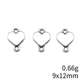 20 conectores de corazón de plata antigua de 9 x 12 mm para hacer joyas hechas a mano.