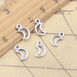30 Uds dijes pequeña luna encantadora 11x6mm colgantes de Color plata antigua DIY hacer joyería tibetana hecha a mano