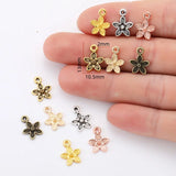 50pcs 6 Color cute small flower Charm for Bracelet Necklace earring Pendant  DIY Handmade Jewelry Accessories 10.5*13mm Q1163