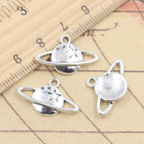 20 piezas dijes estrella tierra Saturno planeta chispa 14x22mm colgantes de Color plata antigua DIY hacer joyería tibetana hecha a mano