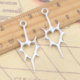 20 piezas dijes corazón pulgares espada 44x19mm colgantes de Color plata tibetana fabricación de joyería antigua artesanía hecha a mano DIY