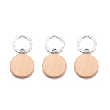 2Pcs 6 Styles Mixed Blank Wooden Keychain Rectangular Round Heart Shape Wood Key Chain Key Ring V198