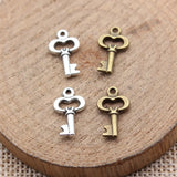 40pcs 16x9mm 2 Colors Antique Bronze Color Antique Silver Color Small Key Charms For DIY Jewelry Making