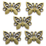 30pcs 6 Color Double hole butterfly Charms For Bracelets Necklace Pendant DIY Handmade Jewelry Making accessories 15*11mm D2126
