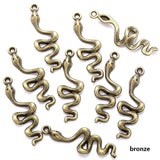 25pcs 28x10mm 7 colors Plated Snake Charms Animals Pendants For Diy Earrings necklace Making Materials Accessories