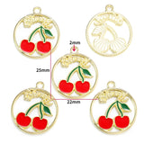 5pcs 20style Red Black Cherry Acrylic Stereo Oil Enamel DIY Charms for Bag Earring Necklace Jewelry Making Handmade Pendant W428