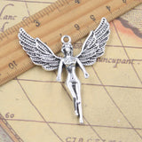 5 uds dijes Ángel 56x50mm colgantes de Color plata antigua fabricación DIY joyería tibetana hecha a mano