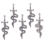 5pcs 5 colors Alloy Charm Snake Sword Charms Pendant Designer Charms For Jewelry Making DIY Jewelry Findings 54*18mm M99