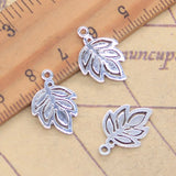 30 Uds. Colgantes de hoja de árbol, 18x12mm, colgantes de Color plata antigua, fabricación de joyería tibetana hecha a mano DIY