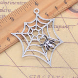 5 uds dijes telaraña de araña de Halloween 54x45mm colgantes de Color plata antigua para hacer joyería tibetana hecha a mano DIY