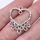 10pcs 25x30mm Antique Silver Color Heart Earring Connector Pendant For DIY Jewelry Making Handmade Jewelry Findings