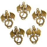10 pcs Antique Sliver Bronze Gold Color Alloy Dragon Charm Fit Bracelets Necklace DIY Jewelry Findings 35*27mm D802