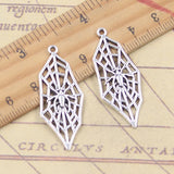 10 Uds. De dijes de telaraña de Halloween, 38x15mm, colgantes de Color plata antigua, fabricación tibetana, joyería artesanal hecha a mano DIY