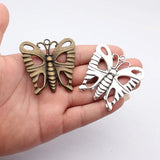 1pcs 58x58mm 2 Colors Antique Bronze Color Antique Silver Color Butterfly Charms For DIY Jewelry Making