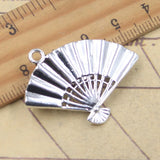5 uds dijes abanico de flores 25x36mm colgantes de Color plata antigua para hacer joyería tibetana hecha a mano DIY