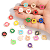 10pcs 3 styles Enamel heart-shaped Charm for Earring Keychain Necklace Pendant DIY Jewelry Accessories 14*12mm W489