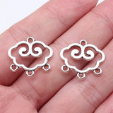 20 conectores para pendientes de nubes auspiciosas de estilo chino, color plata antigua, de 18 x 20 mm, para hacer joyas DIY.