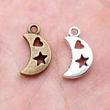 10pcs 9x17mm 2 Colors Antique Bronze Color Antique Silver Color Moon Stars Heart Charms For DIY Jewelry Making