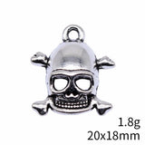 10pcs 20x18mm 2 Colors Antique Bronze Color Antique Silver Color Skull Charms For DIY Jewelry Making