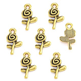 30pcs 7 Color small rose flower Charm for Bracelet Necklace earring Pendant  DIY Handmade Jewelry Accessories 15*9mm Q1157