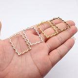 10pcs 42x27mm 4 Colors Hollowed-Out Wave Pattern Rectangular Frame Pendant For DIY Jewelry Making