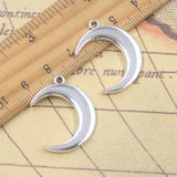 20 piezas dijes Luna 28x21mm colgantes de Color plata antigua para hacer joyería tibetana hecha a mano DIY