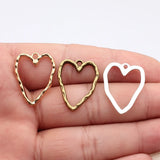 20pcs 26x20mm 3 Colors Antique Bronze Color Antique Silver Color Kc Gold Color Hammer Pattern Hollow Heart Charms