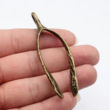 1pcs 78x32mm 2 Colors Antique Bronze Color Antique Silver Color Hammered Wishing Bone Pendant For DIY Jewelry Making